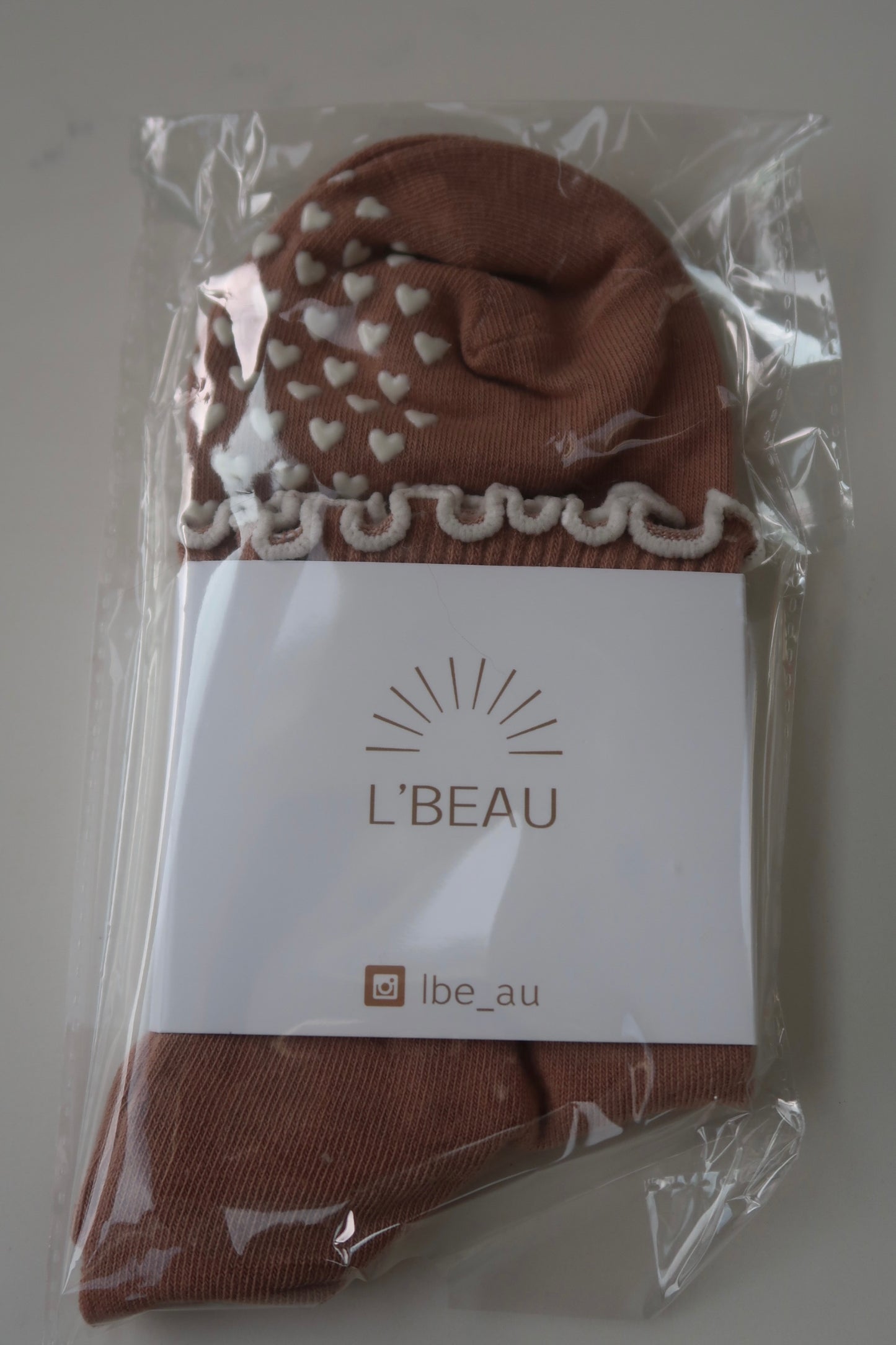 Mocha Heart grip socks