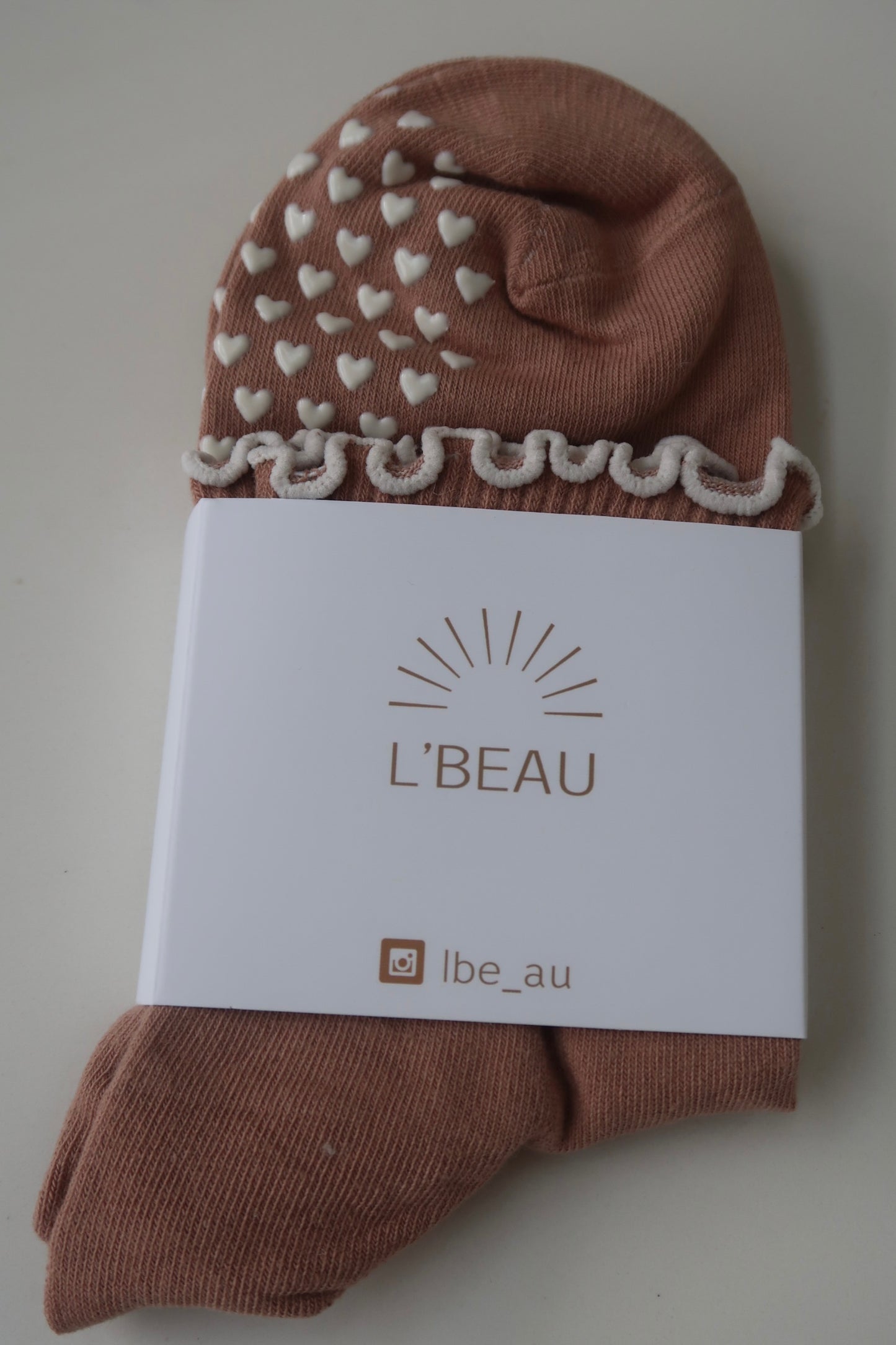 Mocha Heart grip socks