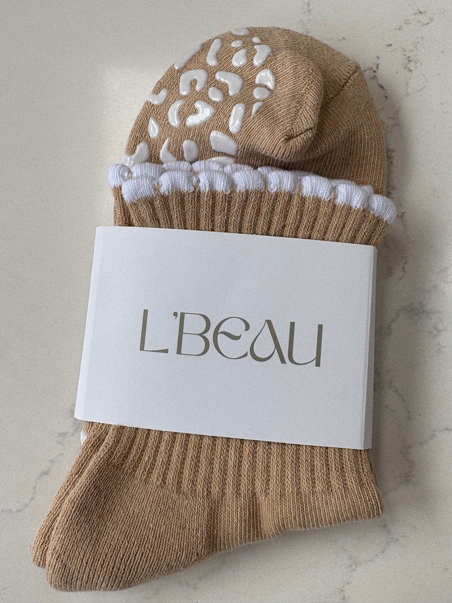 Tan and cream grip sock Bundle