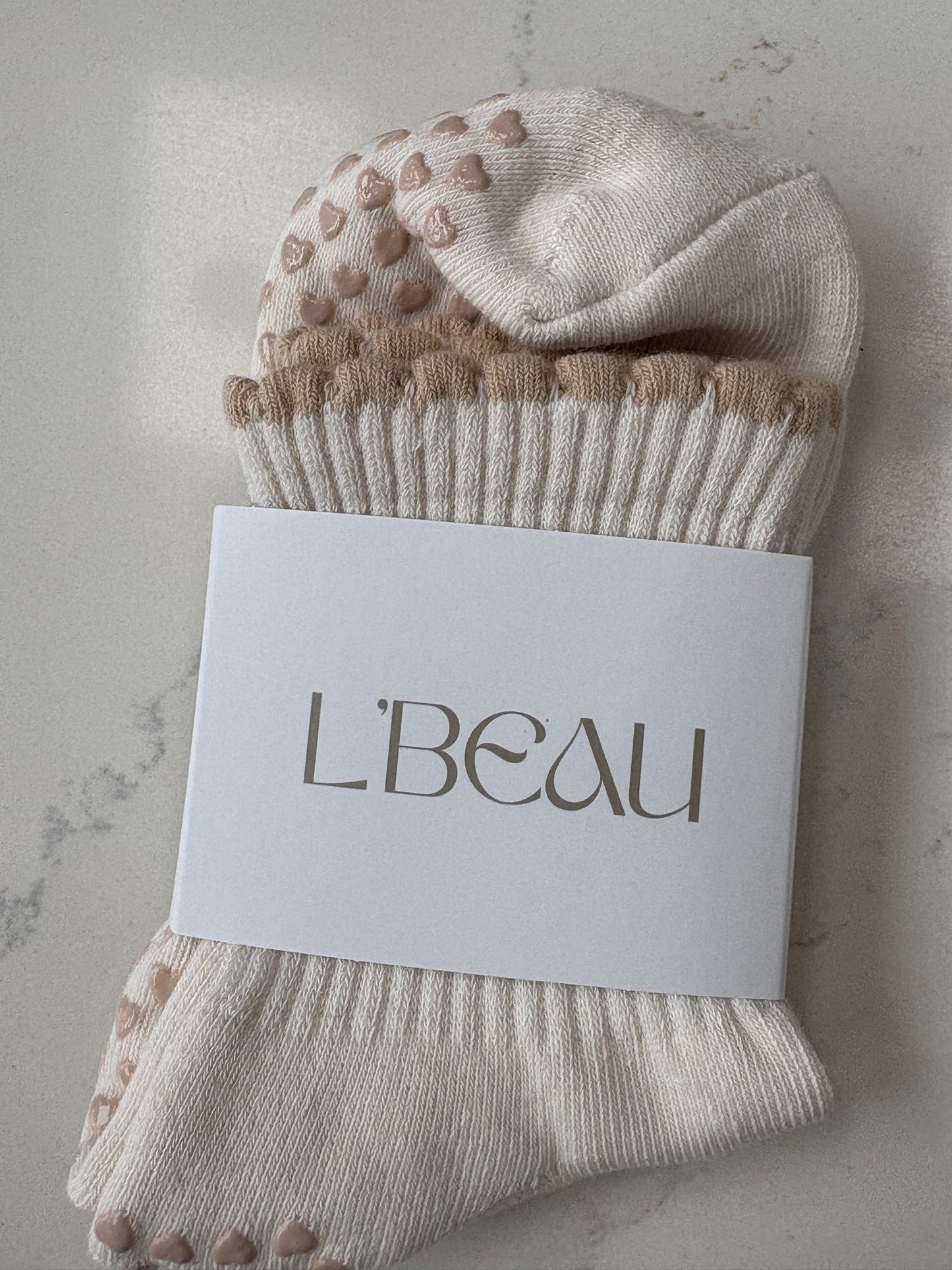 Tan and cream grip sock Bundle