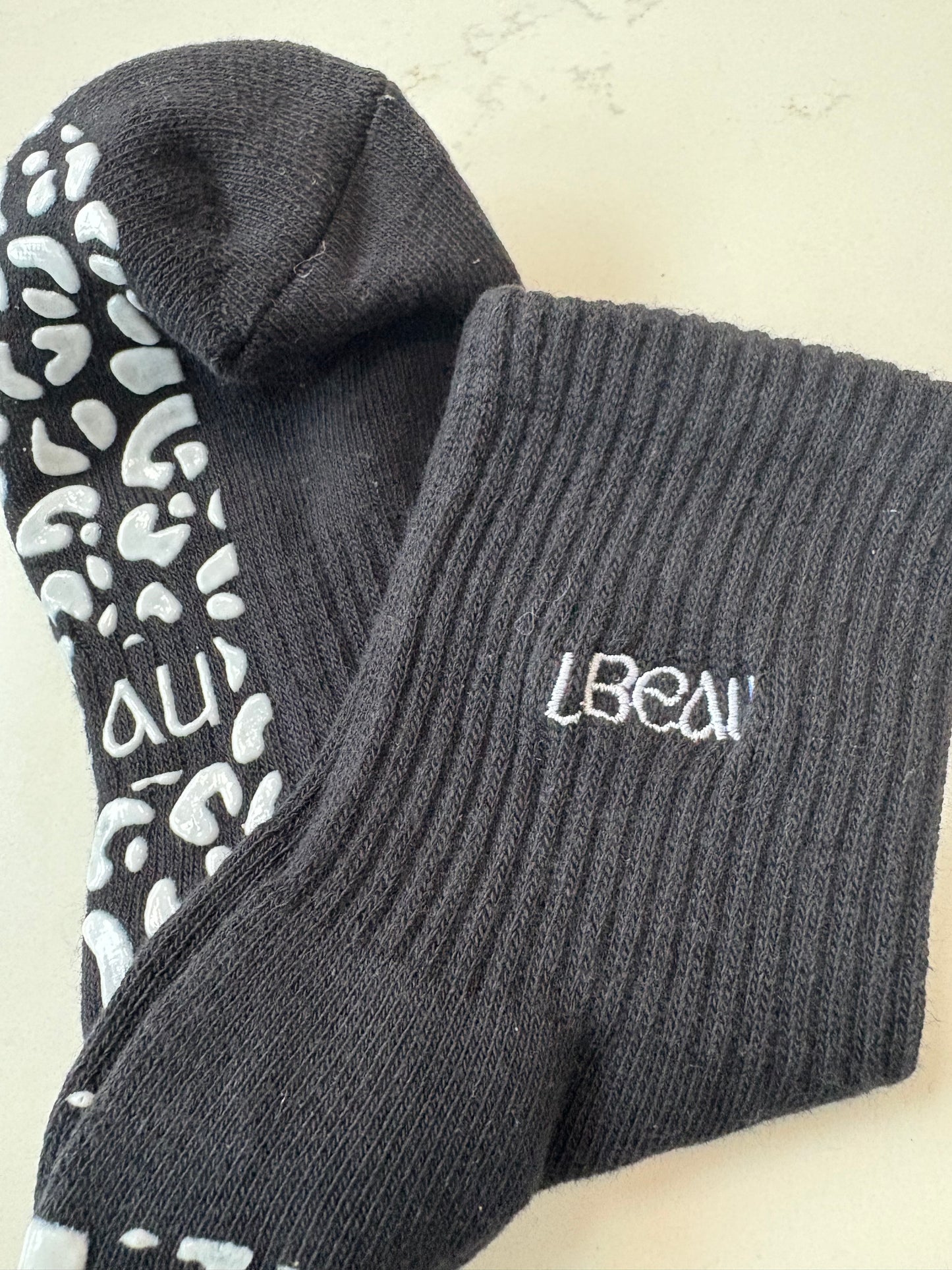 Black animal print grip socks