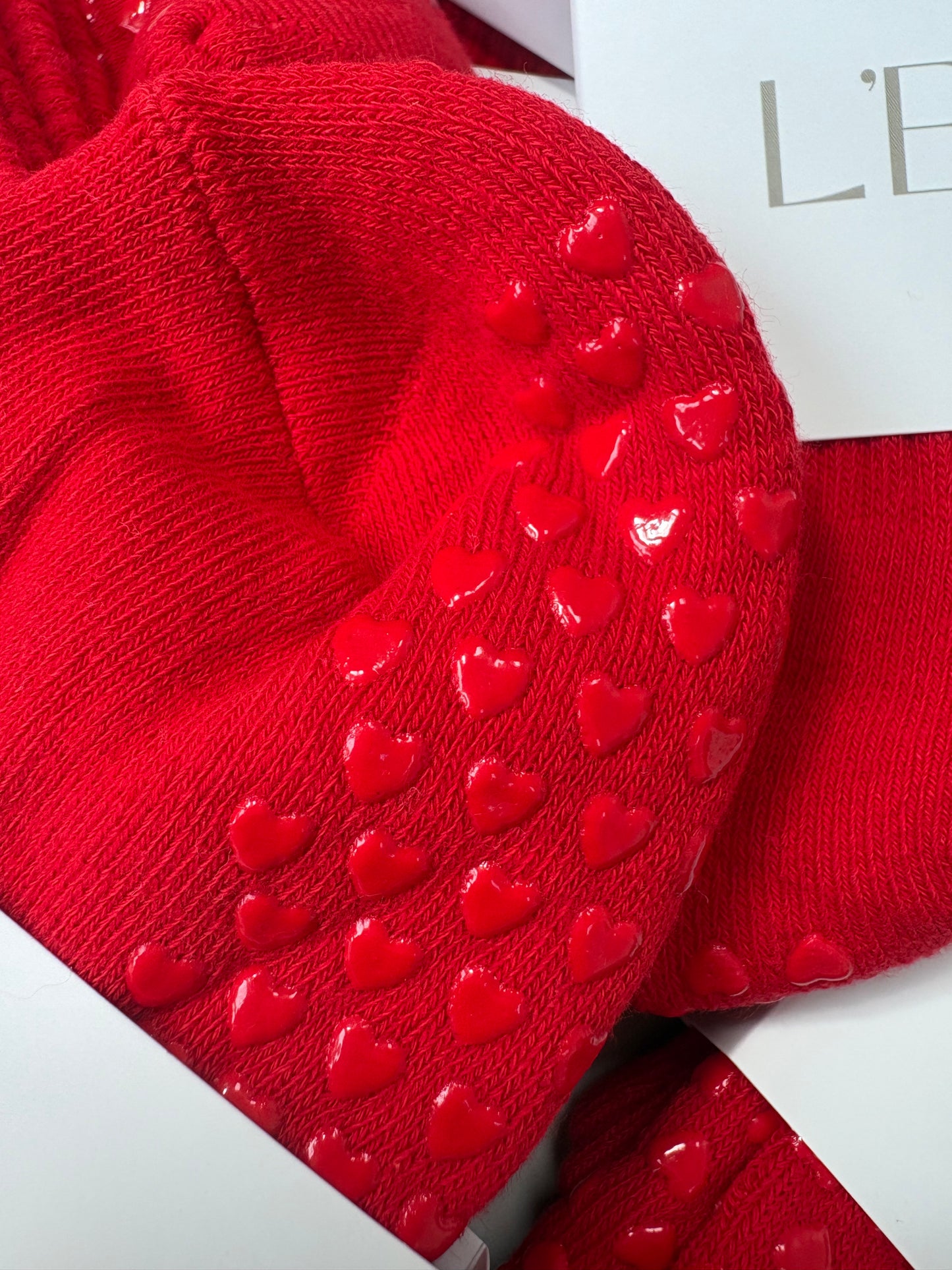 Red heart grip socks