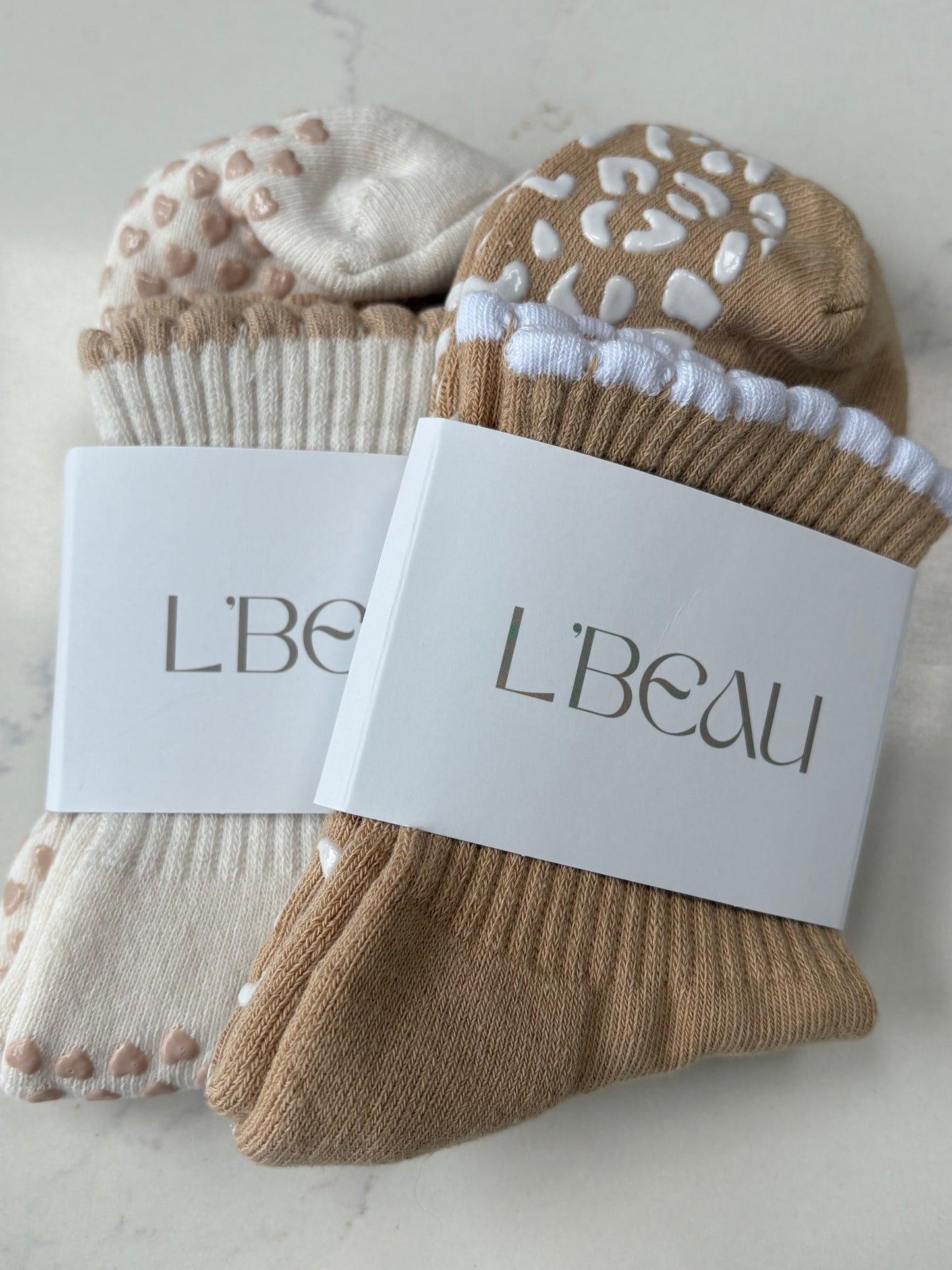 Tan and cream grip sock Bundle