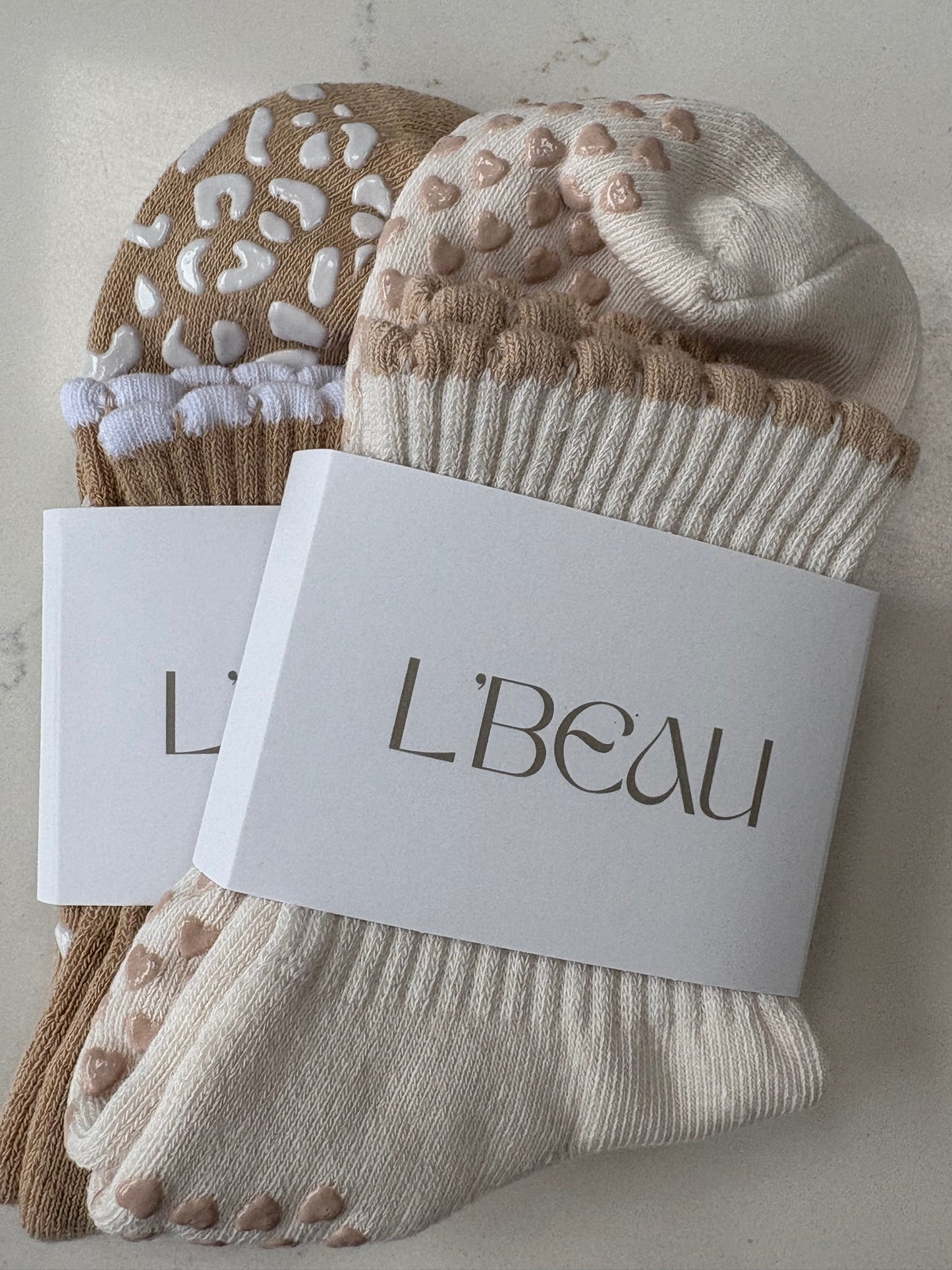 Tan and cream grip sock Bundle