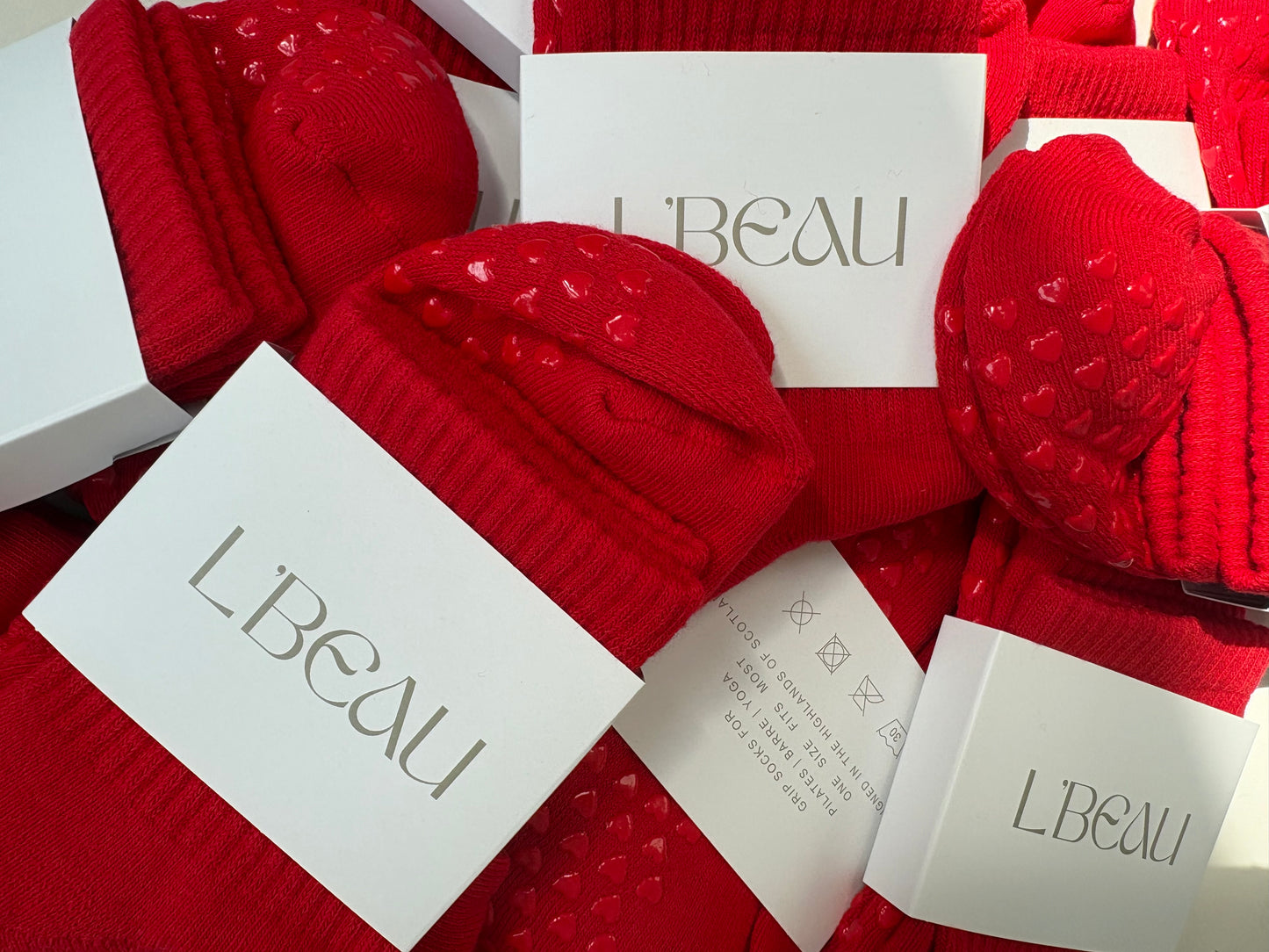 Red heart grip socks