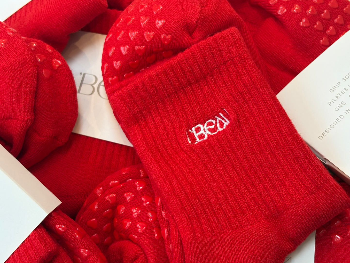 Red heart grip socks