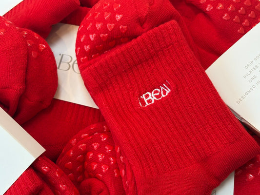 Red heart grip socks